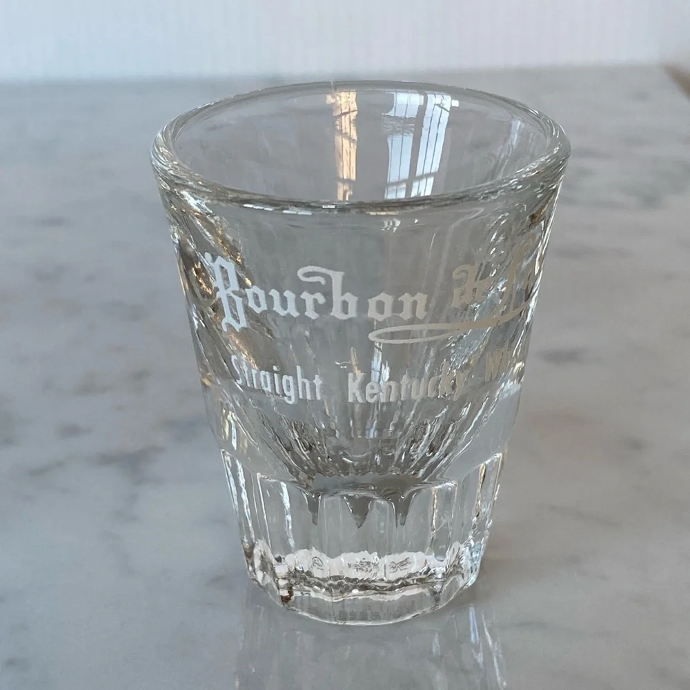 Set of 2 Vintage Bourbon de Luxe Straight Kentucky Whiskey Shot Glasses
